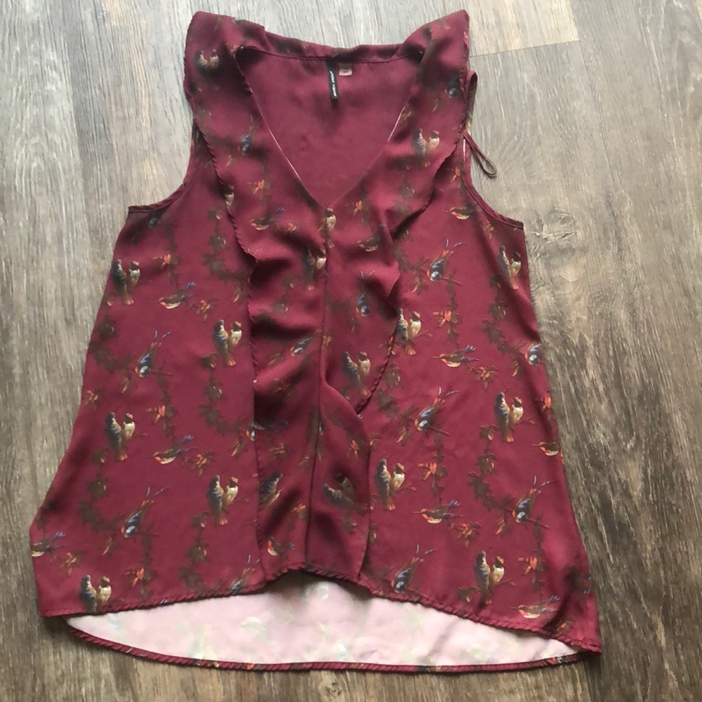 Women’s Amanda Green Sheer Bird Blouse Sz S